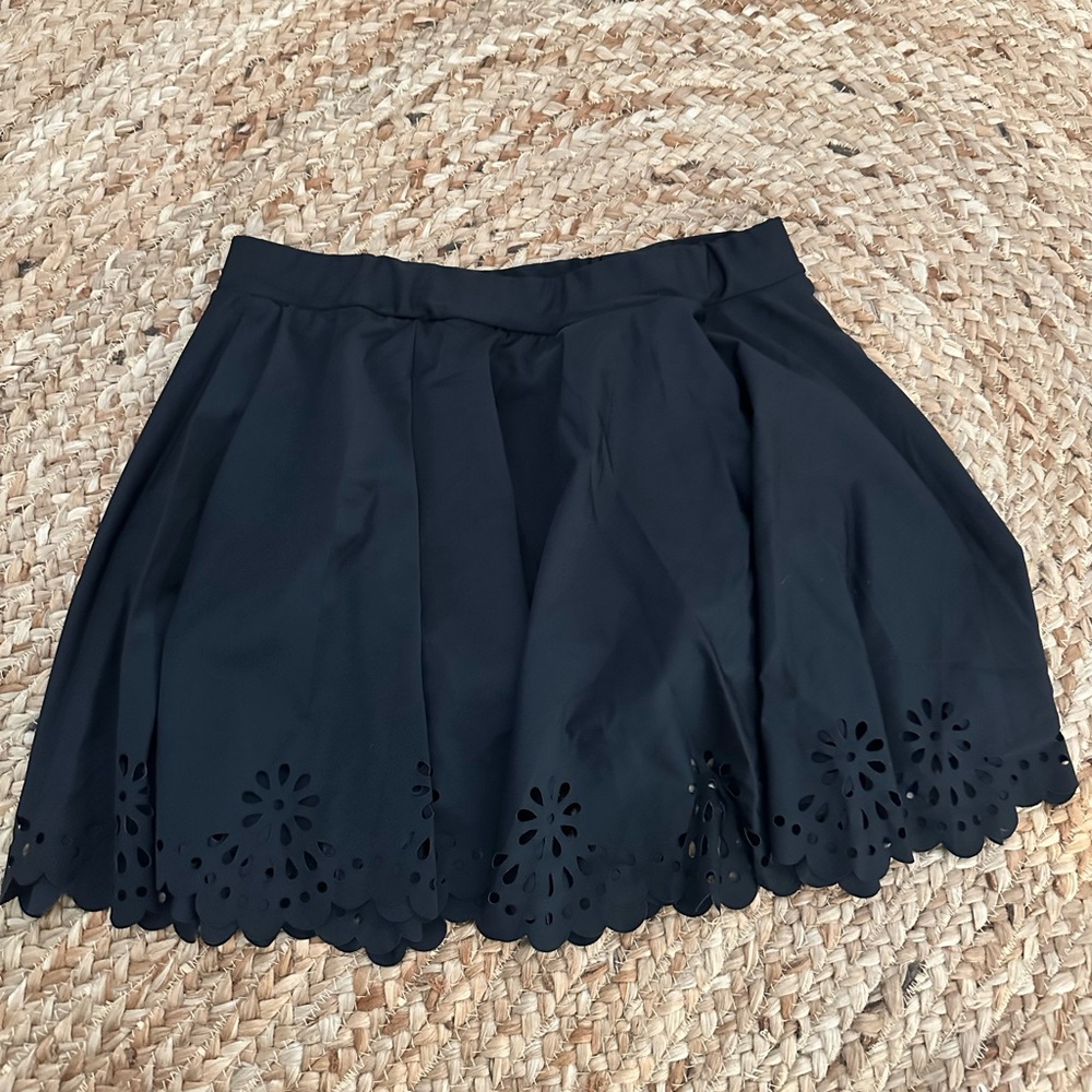 BloomChic Black Laser-Cut Swim Coverup Skirt